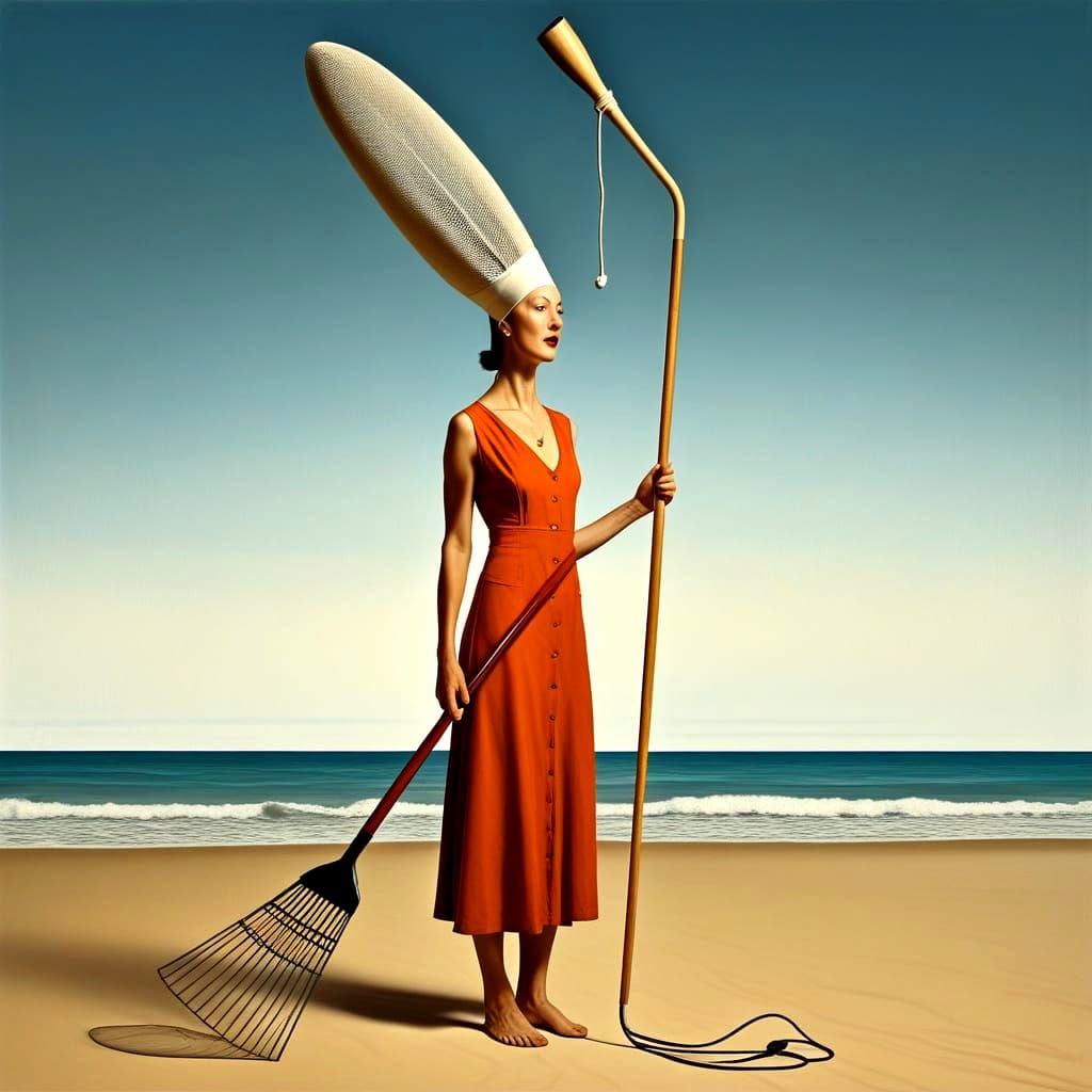 Vibrant Surrealist Scene with a Charismatic Lady