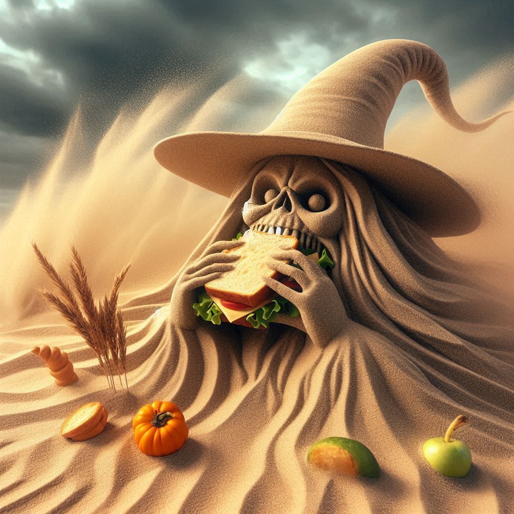 A sand witch eating sandwiches