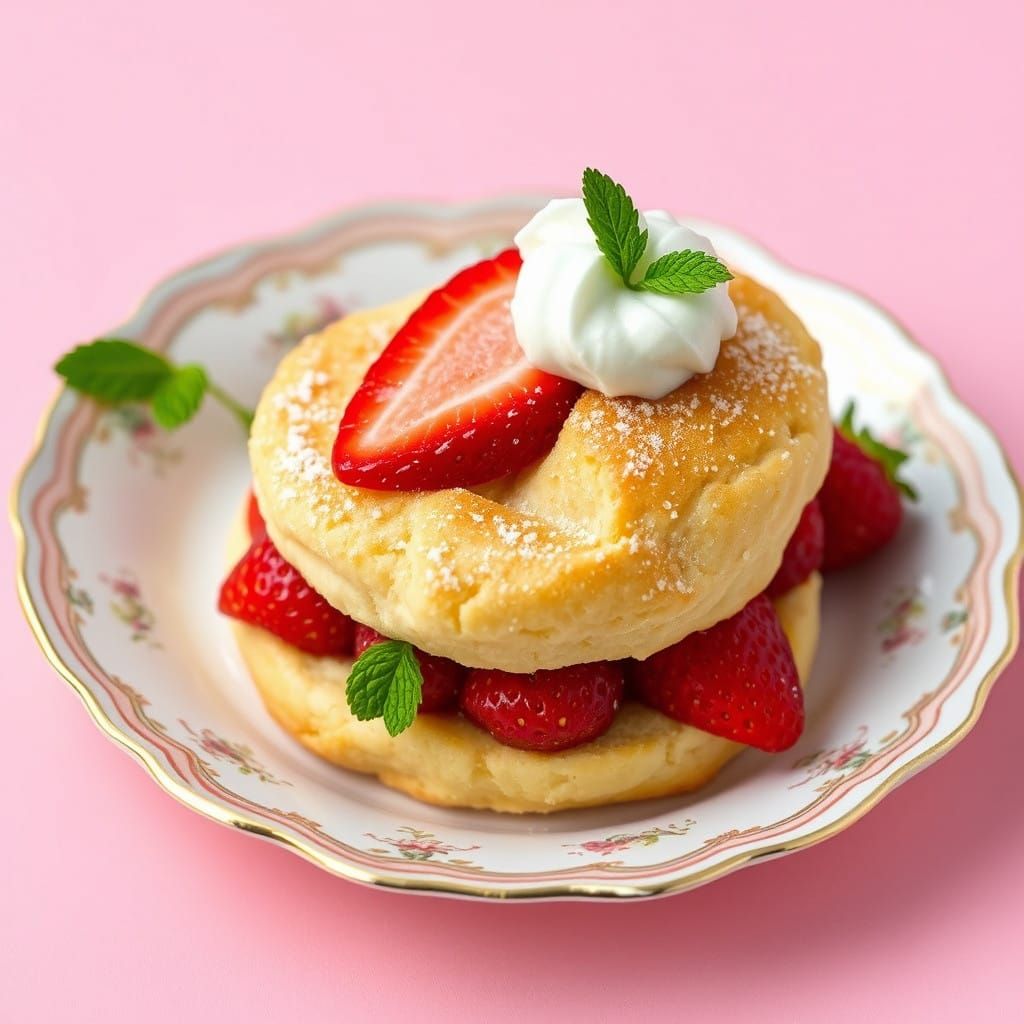 a beautifully presented strawberry shortcake dessert as if it is straight from a magazine, hyperdetailed ...  by @Kelli Benjamin-Limae Creations