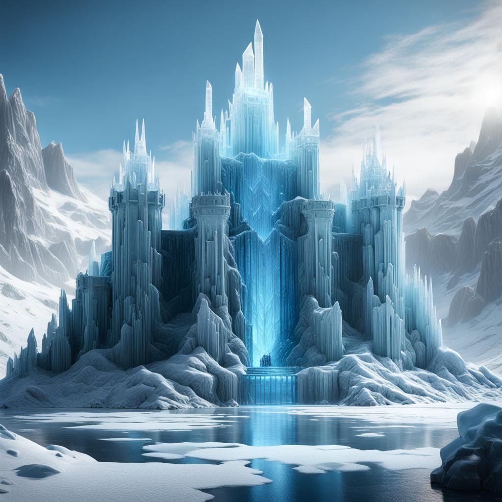 Kryptonian Ice Castle, made from clear ice, Fortress of solitude - AI ...