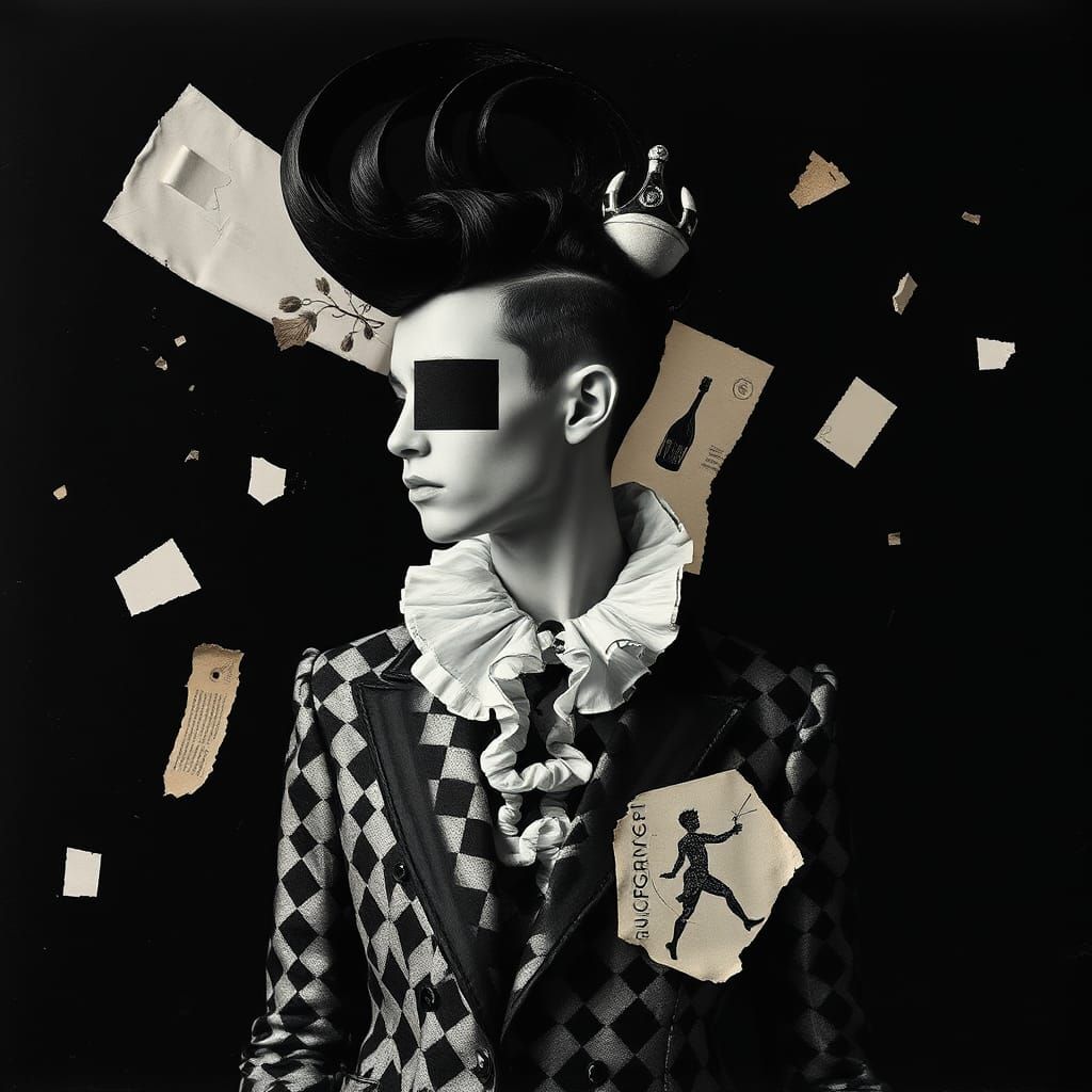 Create a black and white photogram-style image inspired by a...