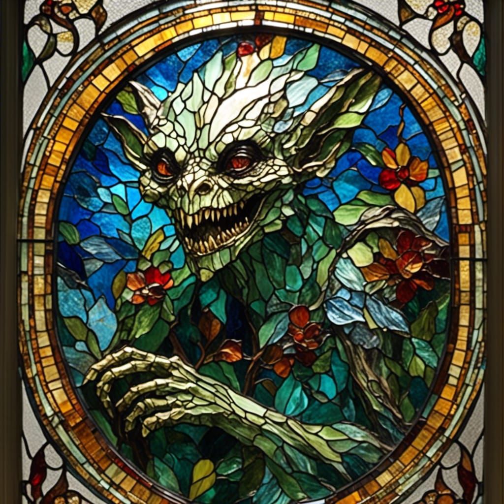  <lora:Stained Glass:1.0> A goblin