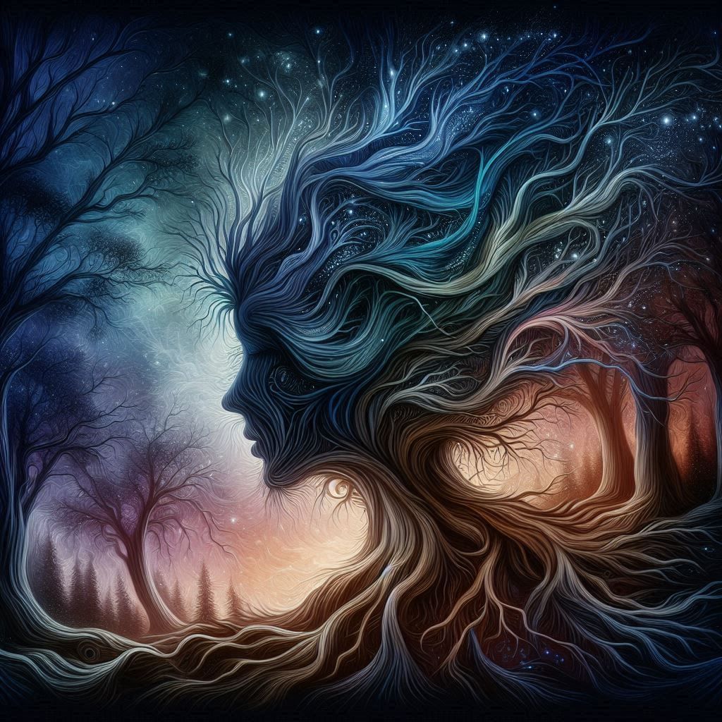 night nature forest woods organic figurative pareidolia