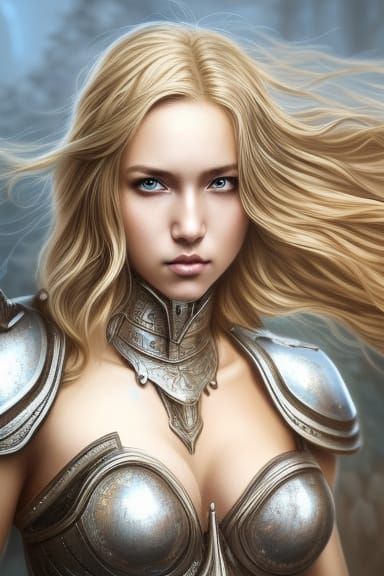 Warrior girl with wavy blonde hair 3