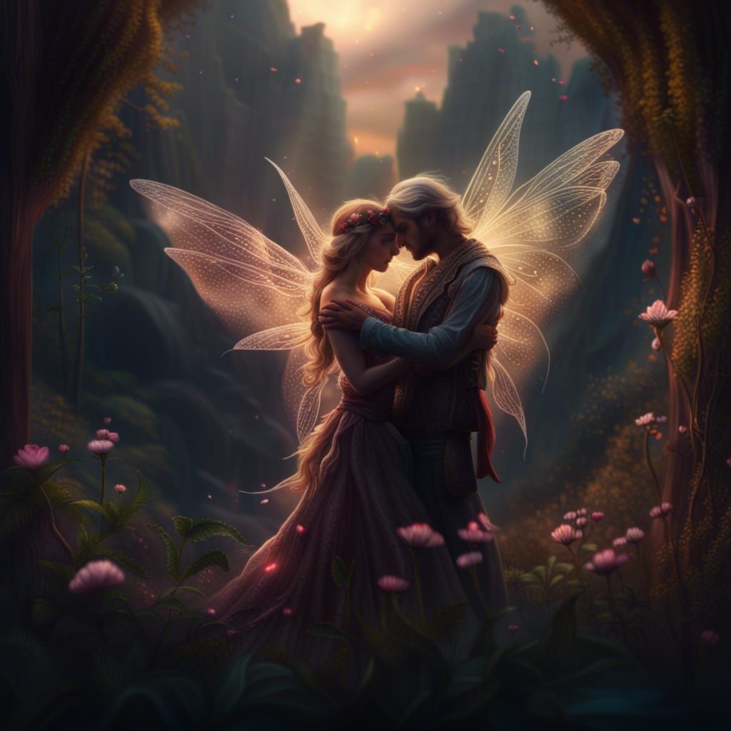 Romantic Embrace between A Fairy Couple  by @KLOlson