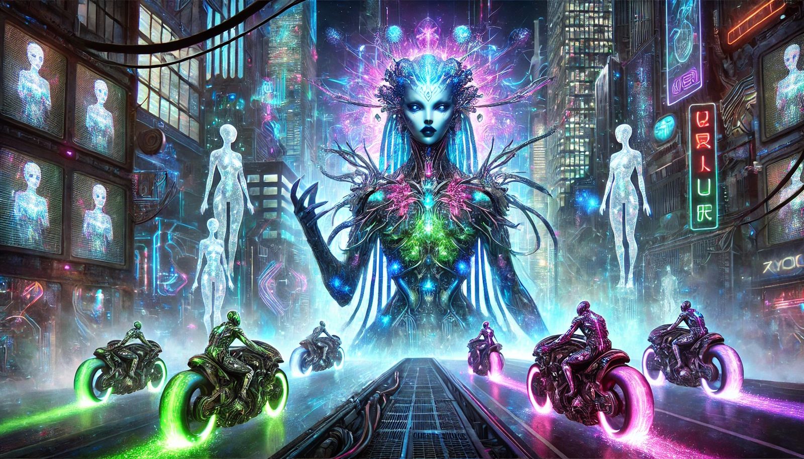 Echoes of Neon Divinity: The Goddess of the Techno-City