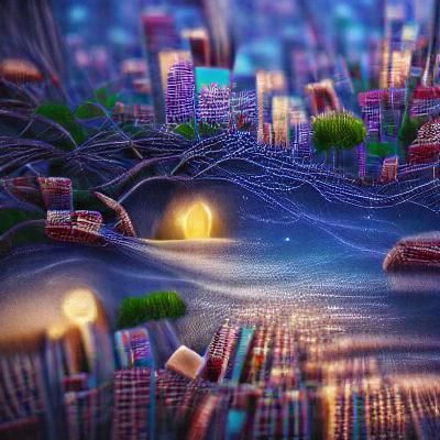 City lights playing hide and seek storybook illustration 8k