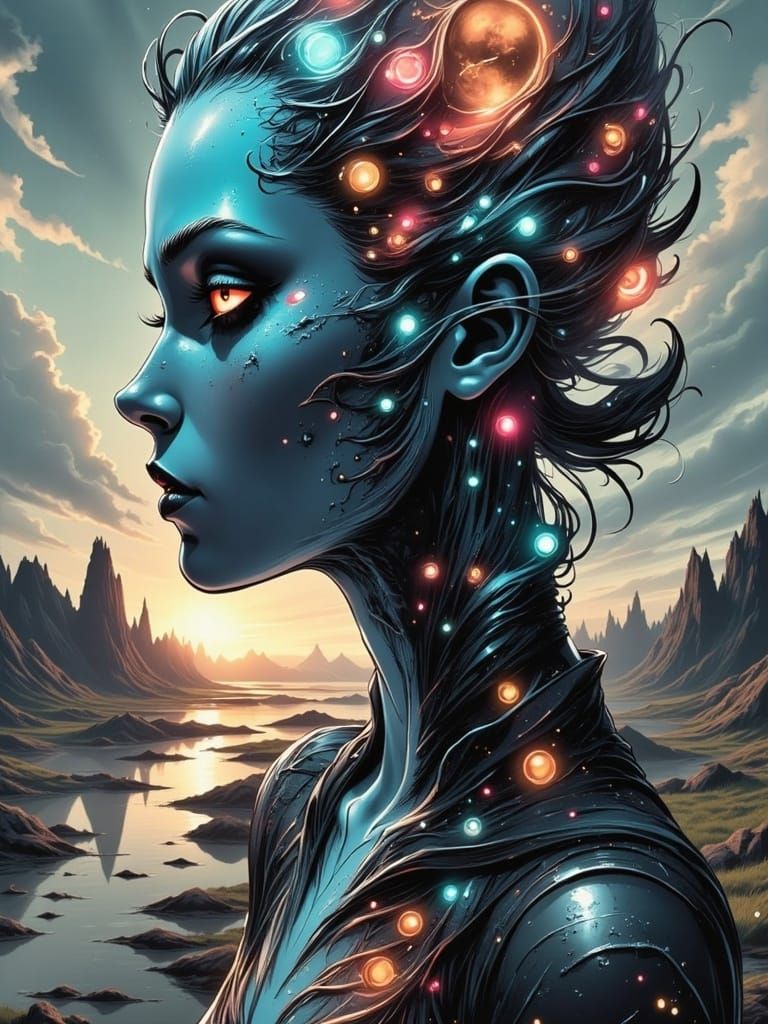 Side profile portrait of a beautiful woman