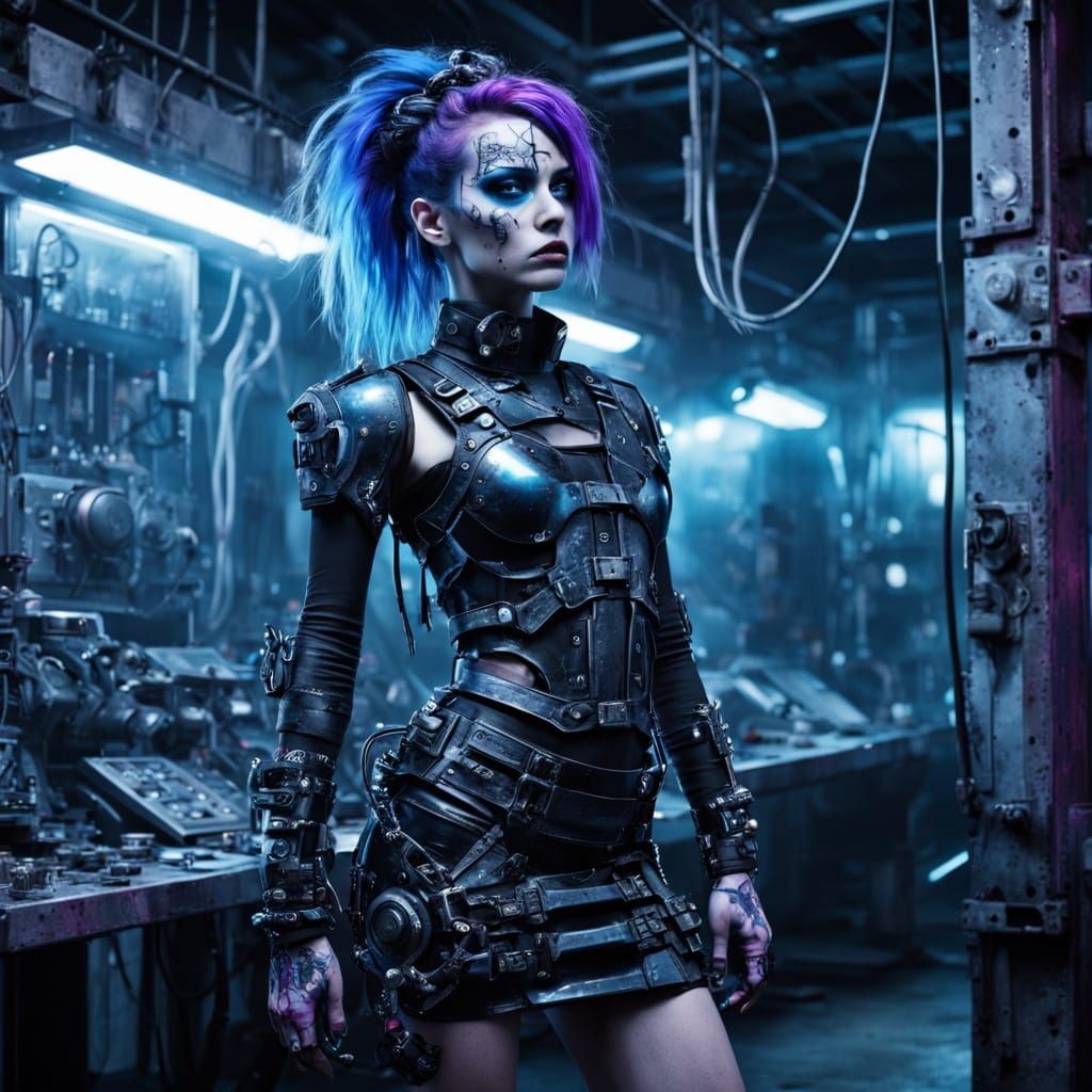 Cybernetic Woman Emerges from Mold in Dark Futuristic Style