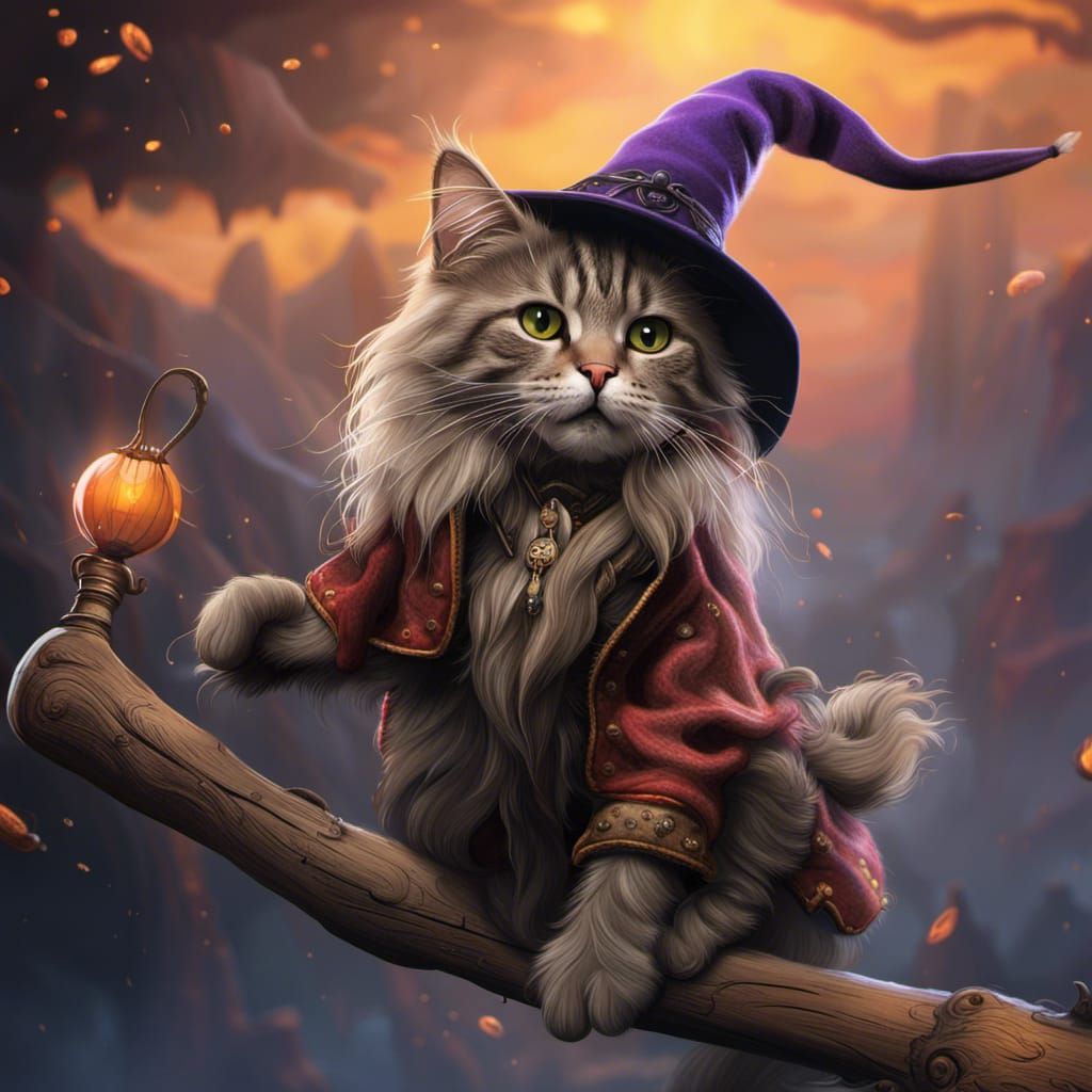 Maine  coone cat on a broomstick

  by @GVaat