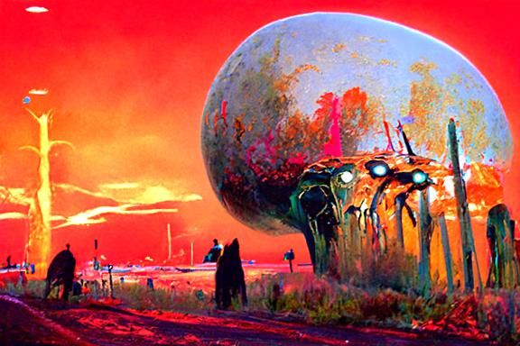 A demonic sphere in the sky Simon Stålenhag surrealism vorti...