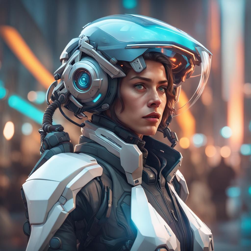 Futuristic Explorer on Hoverbike: Hyperdetailed Concept Art
