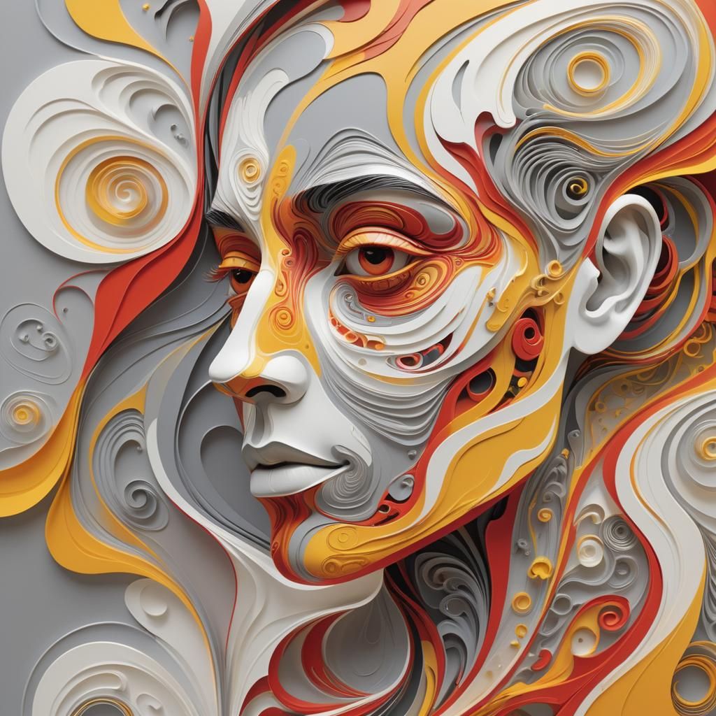 Dynamic Abstract Human Profile in Flowing Lines