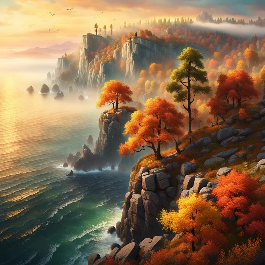 a beautiful sea landscape in autumn   by @Domy