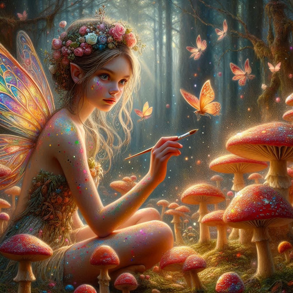 Fairy painting mushrooms 2