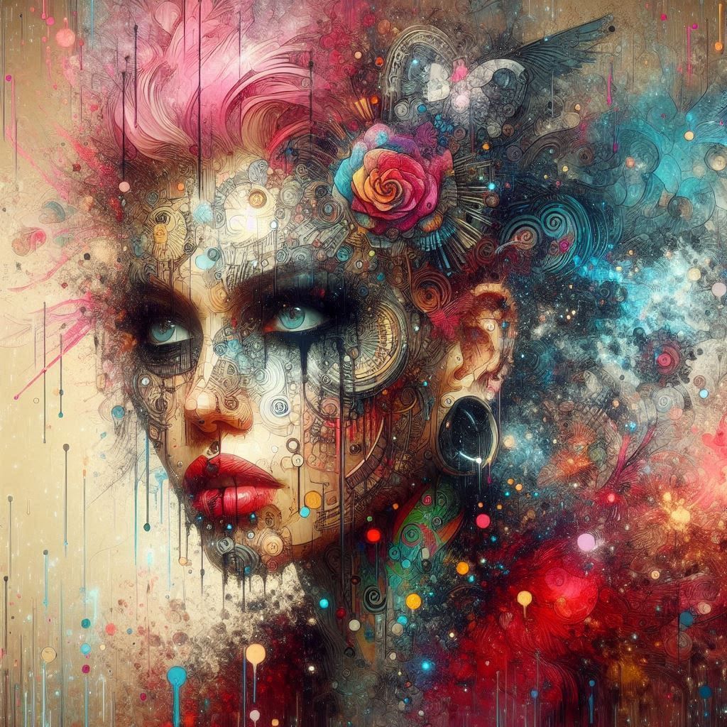 double exposure beautiful fantasy DALL-E 3 portrait landscap...