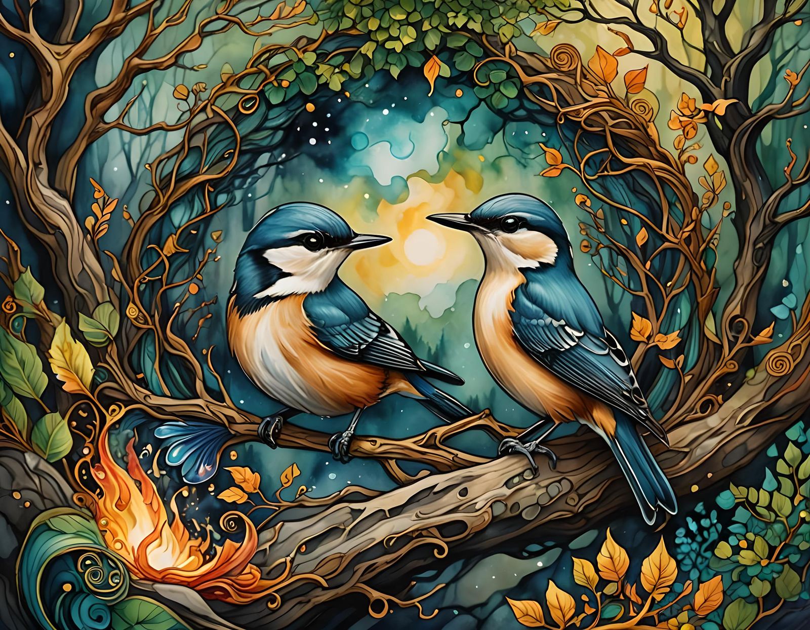 Nuthatch and beauty  by @Kuiken