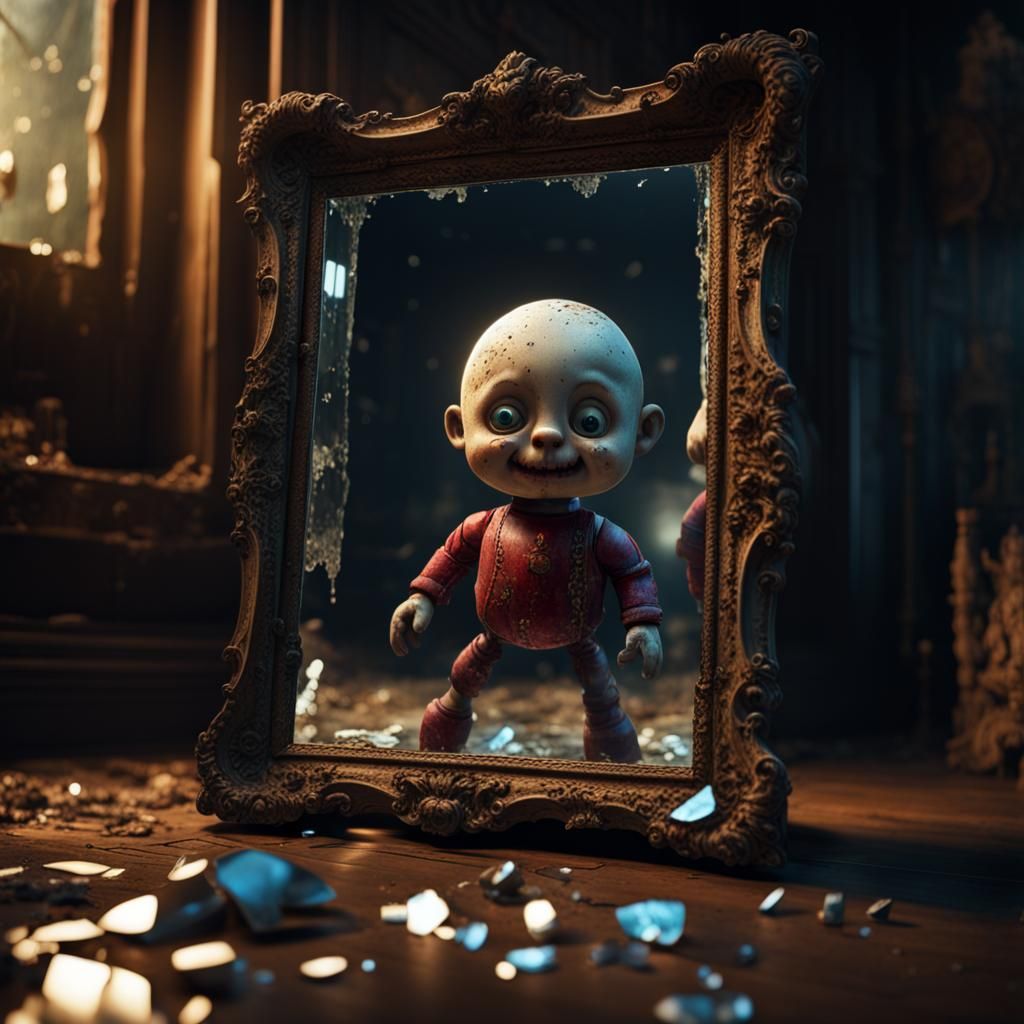 "Creepy Doll Reflection"