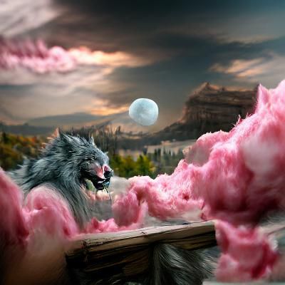 Werewolf with cotton candy