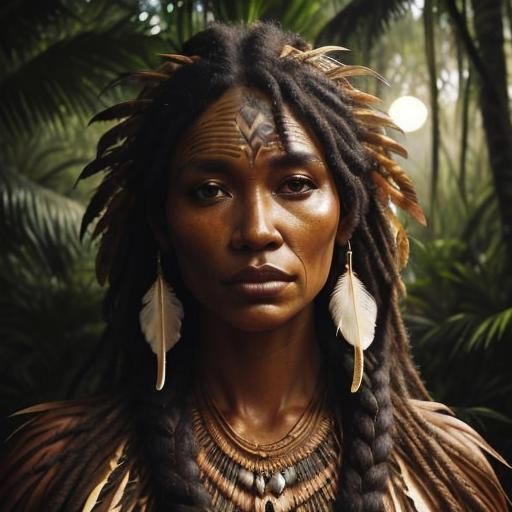 photo of stunning native oceanian, tattoed