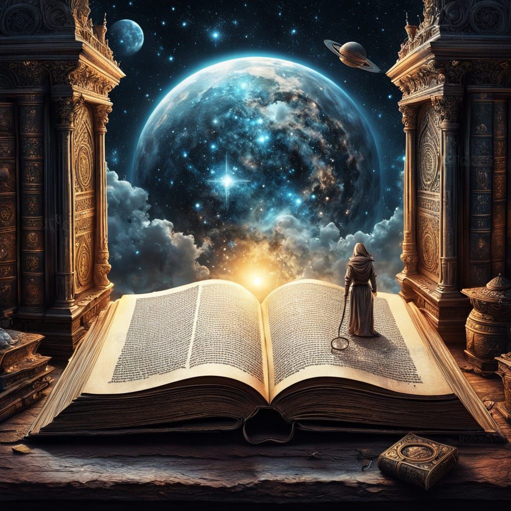 Golden Hour Miniature Fantasy World in Ancient Book