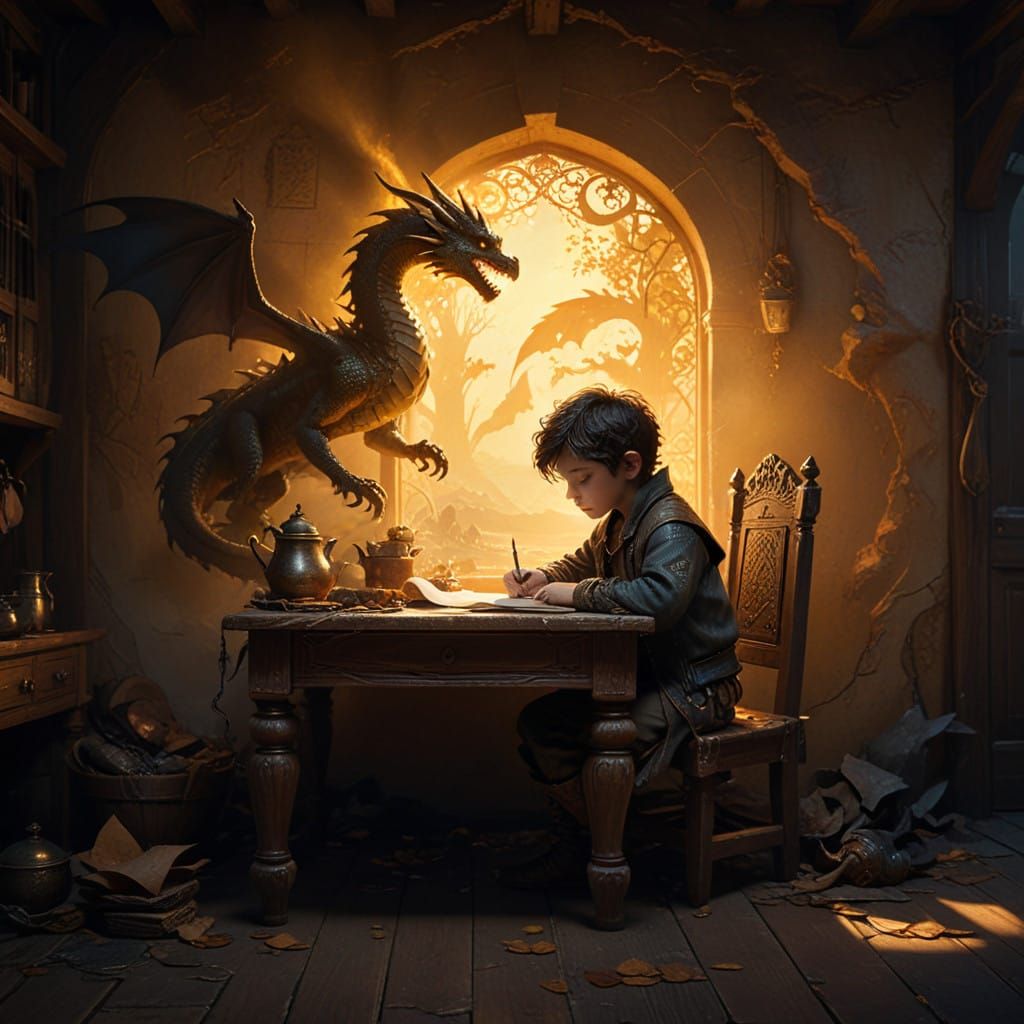 a boy and his dragon  by @Maxswell