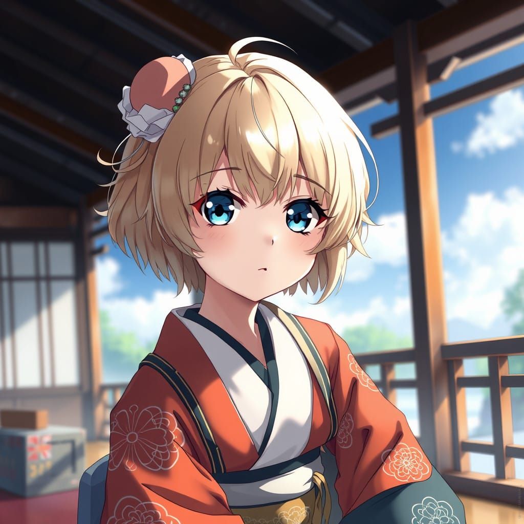 Anime Girl in Serene Japanese Landscape