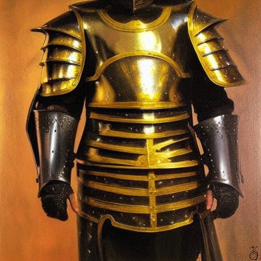 Black and gold medieval knight armor