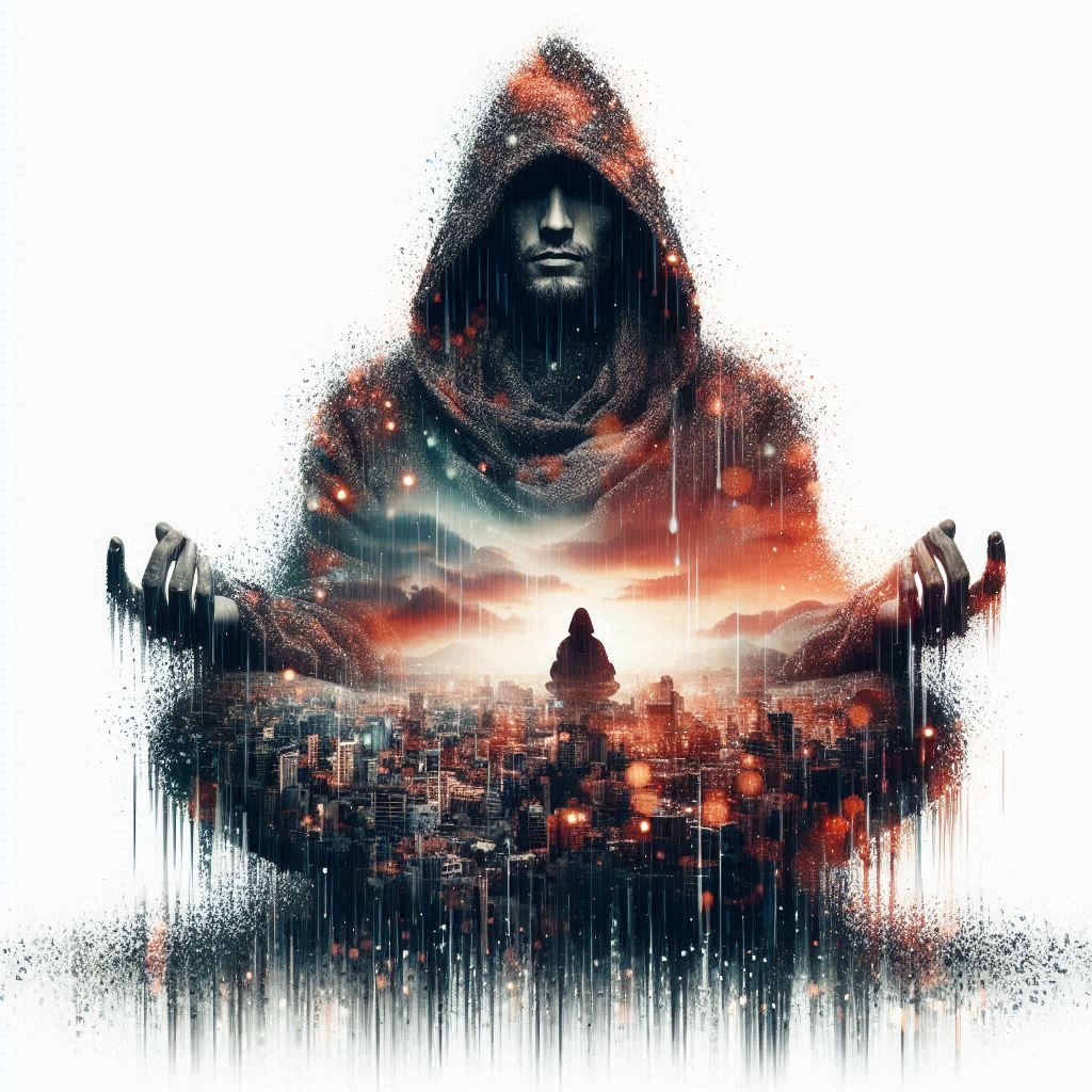 double exposure beautiful fantasy DALL-E 3 portrait landscap...