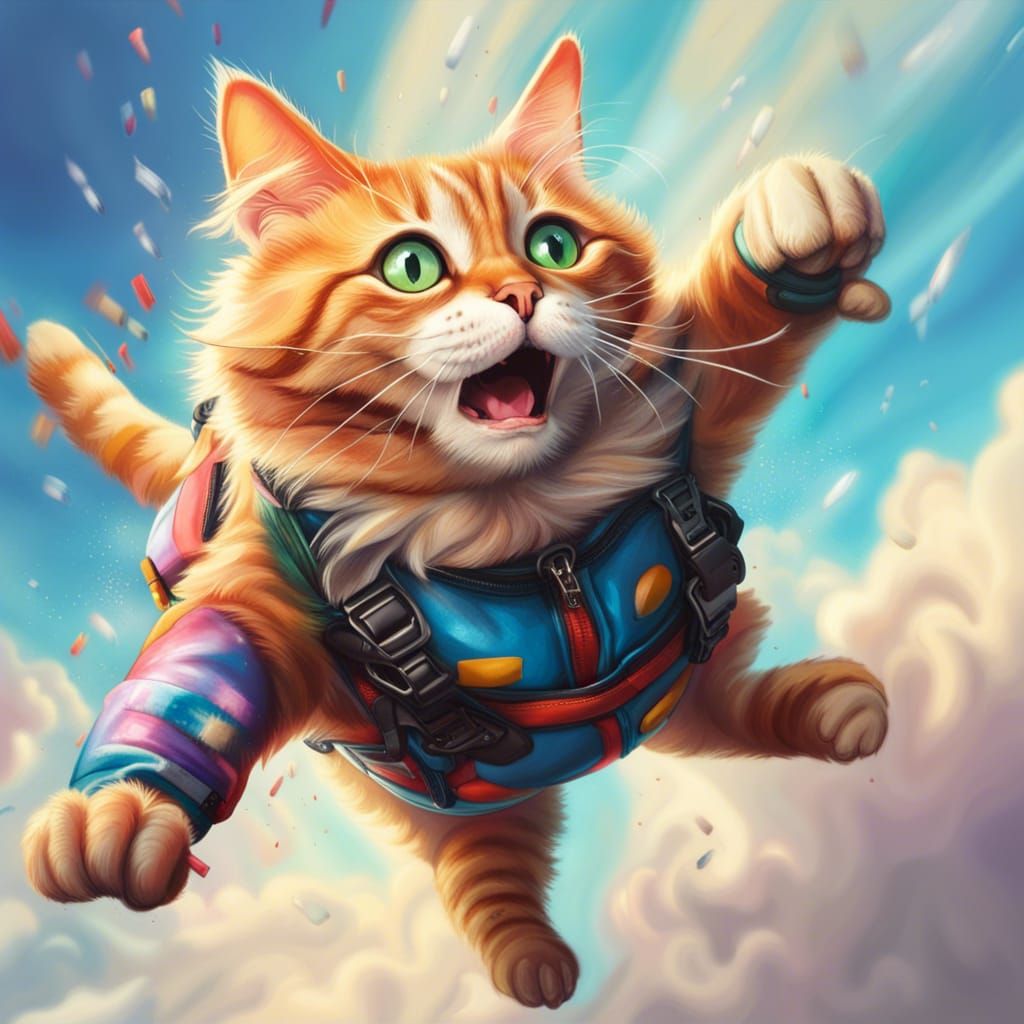 cat skydiving - AI Generated Artwork - NightCafe Creator