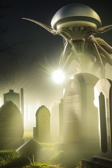 Aliens seen in a graveyard - AI Generated Artwork - NightCafe Creator