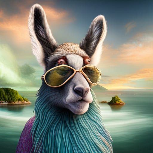 Lama with glasses