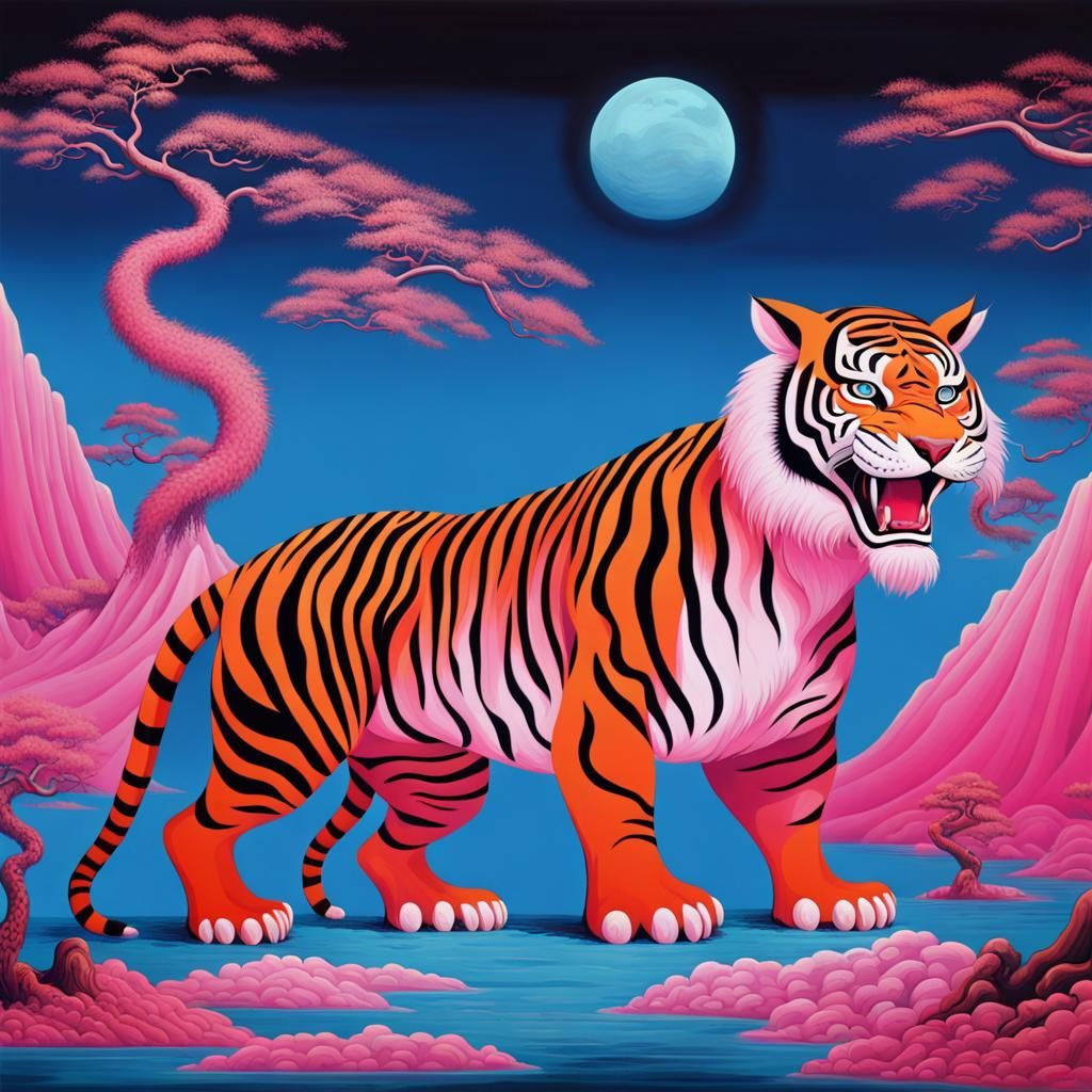 Shan Hai Jing Tiger Monster in Whimsical Style