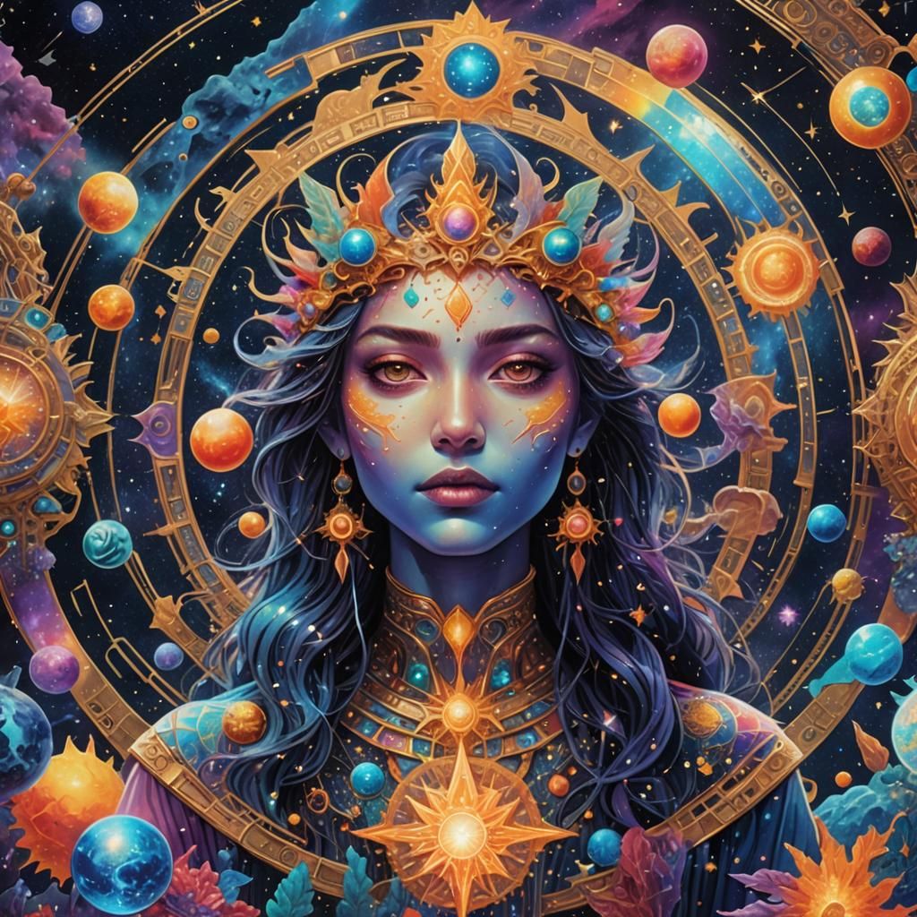 8k resolution holographic astral cosmic illustration mixed m...