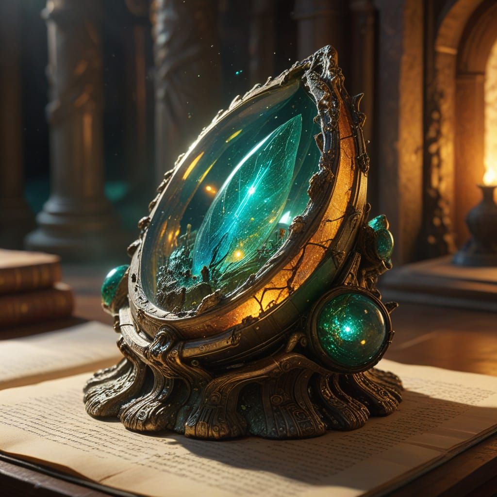 Science fantasy concept art. Medium shot. Ancient, mysteriou...