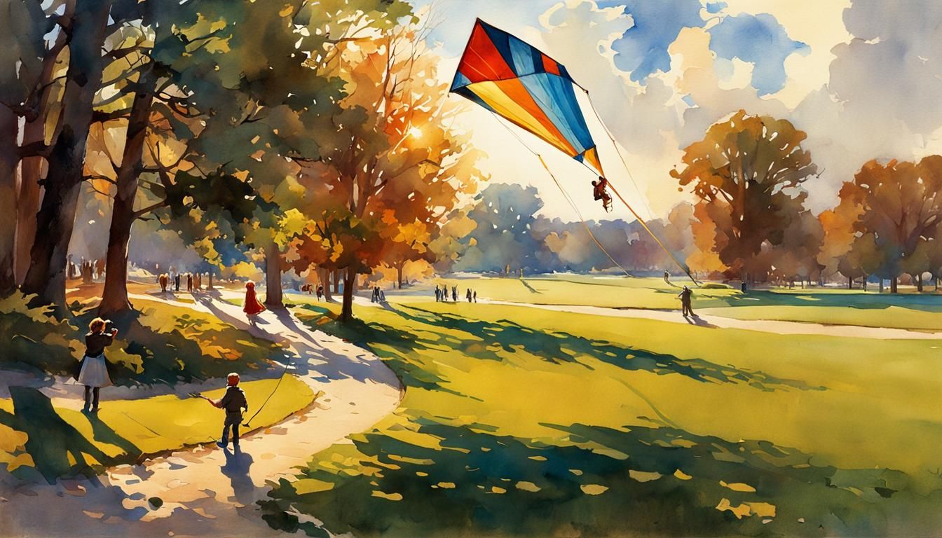 Flying a kite at the park
