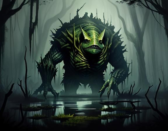 a bullywug in a swamp