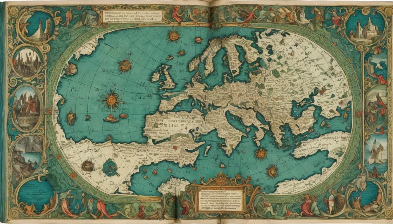 A page from the Bible
And Bible Latin panels and Ancient Map...