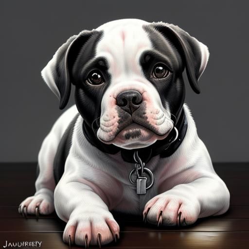 Cute pitbull black and white puppy HD