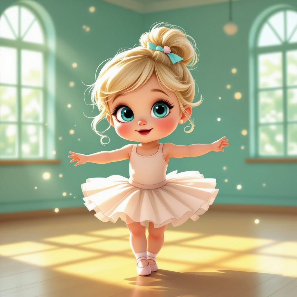 Cute Blonde Baby Twirling in Ballet Skirt