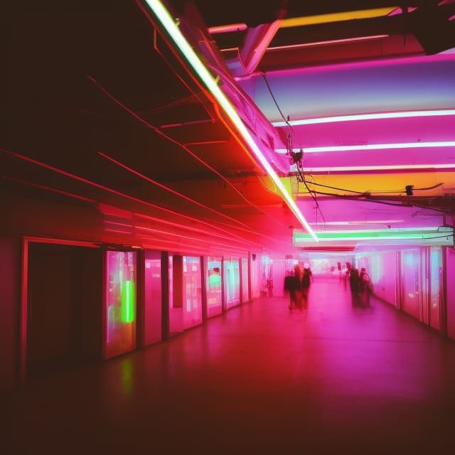 The Neon halls - AI Generated Artwork - NightCafe Creator