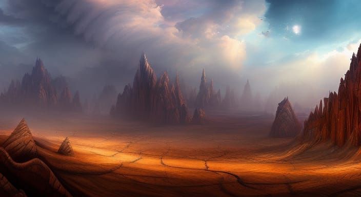 "Post-apocalyptic desert sandstorm" by Tim Burton Leonid Afr...