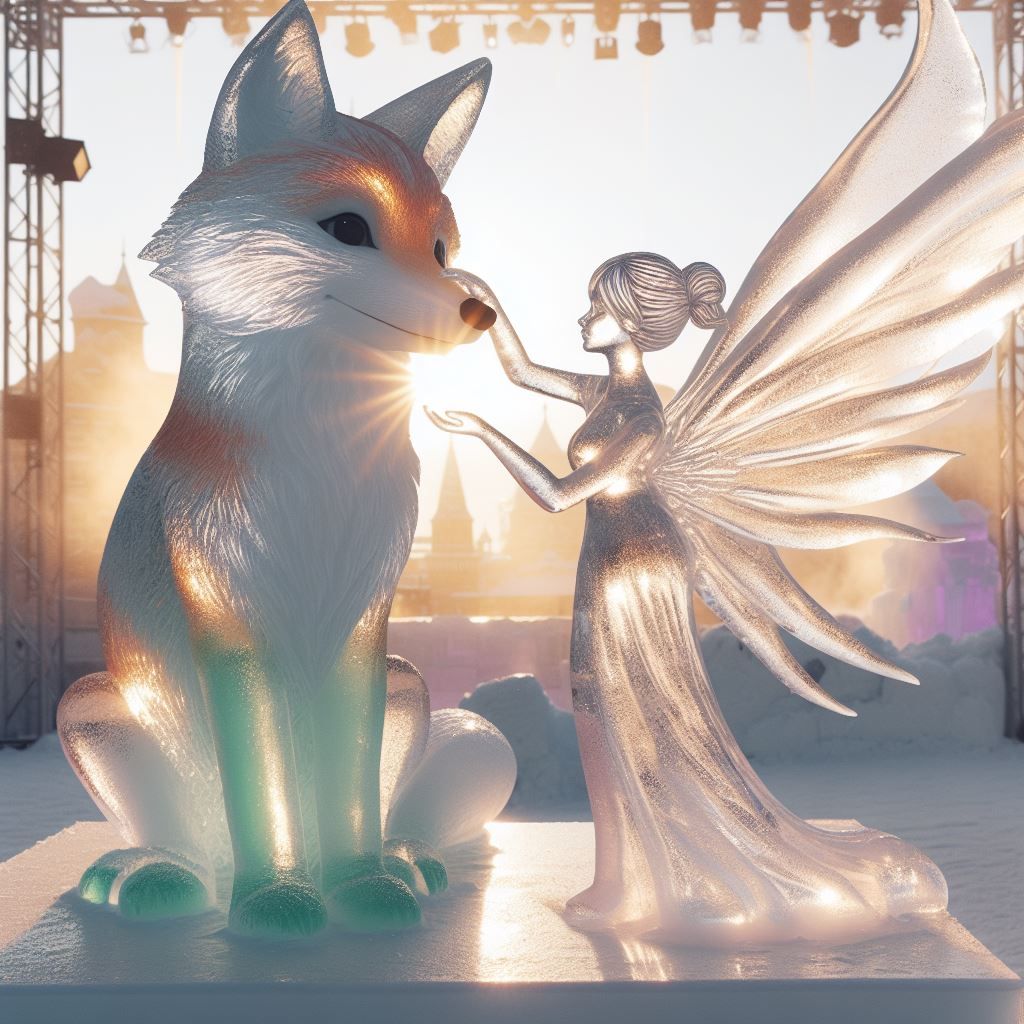 Fox and fairy - ice sculpture