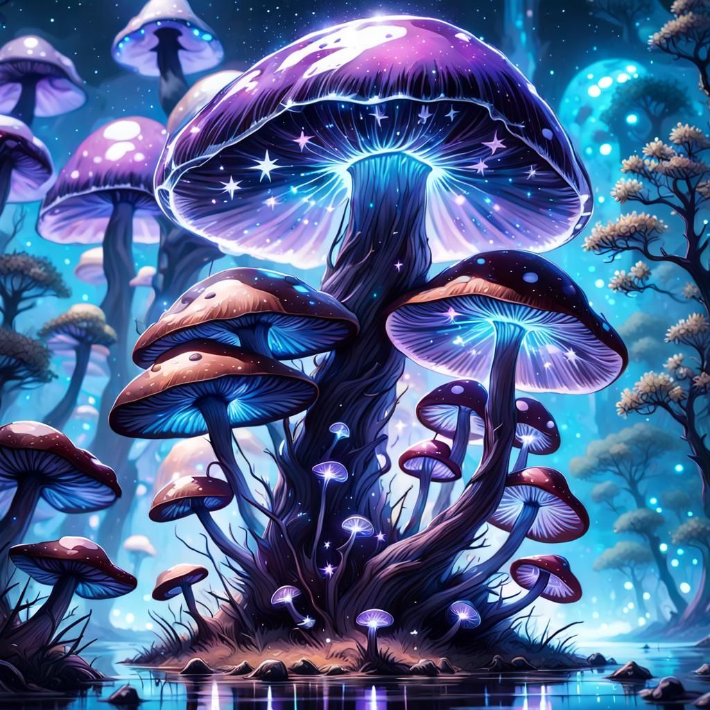 Cosmic toadstools - AI Generated Artwork - NightCafe Creator