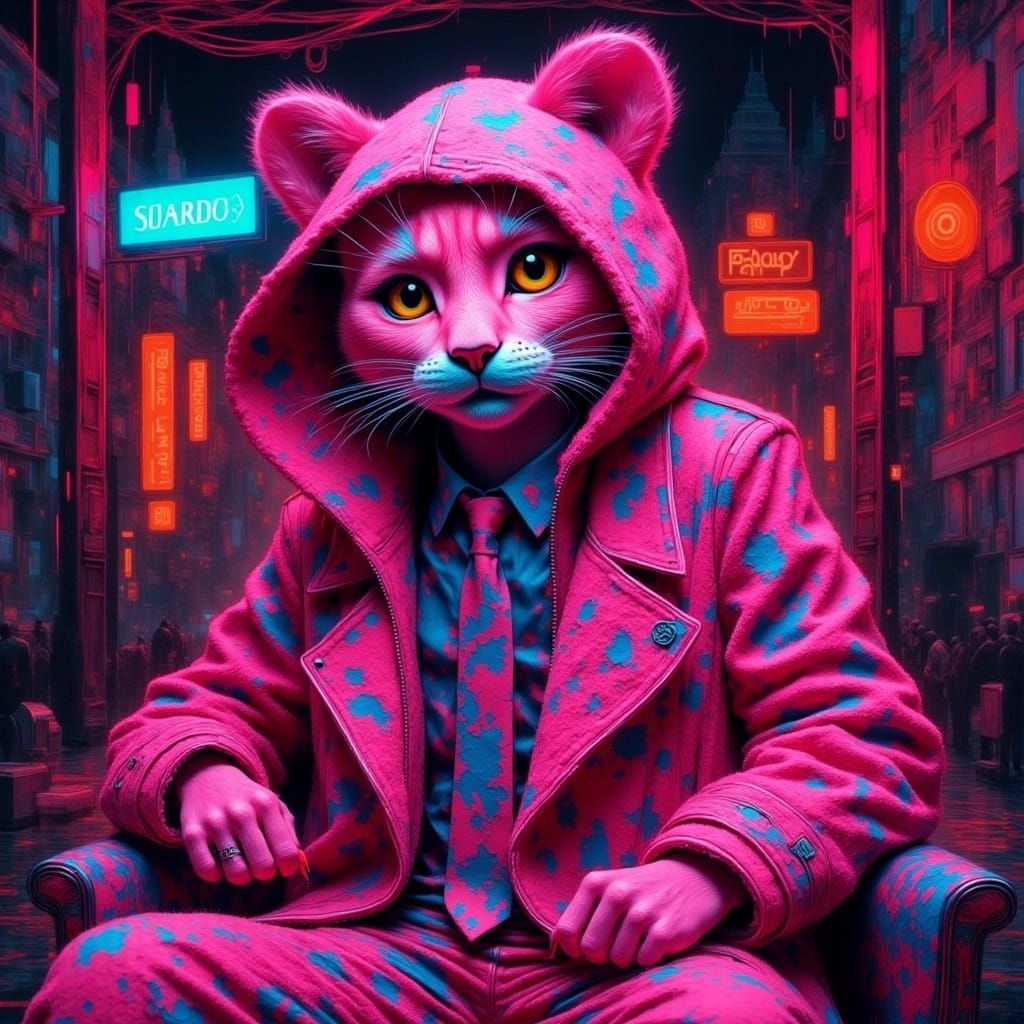 <lora:Fury2Flux:1.0> surreal pink panther gatsby