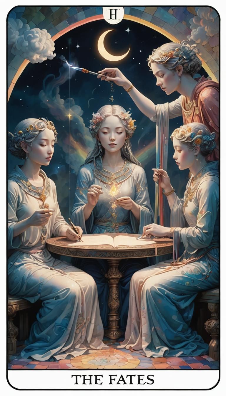 Tarot card entitled The Fates