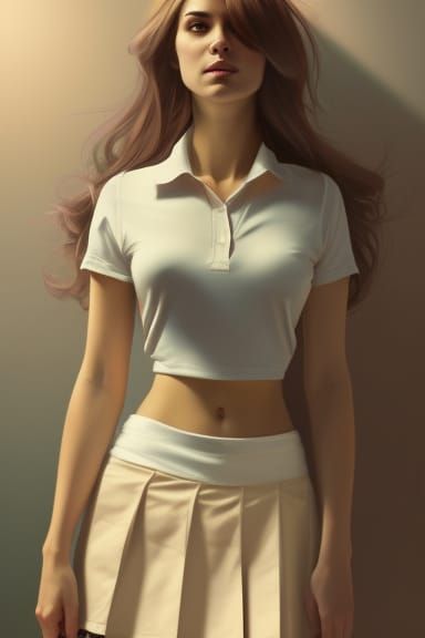 A beautiful girl with big bosom wearing semi-transparent white shirt without  a bra, a beautiful waistline, beautiful navel, a beauty mark on - AI  Generated Artwork - NightCafe Creator