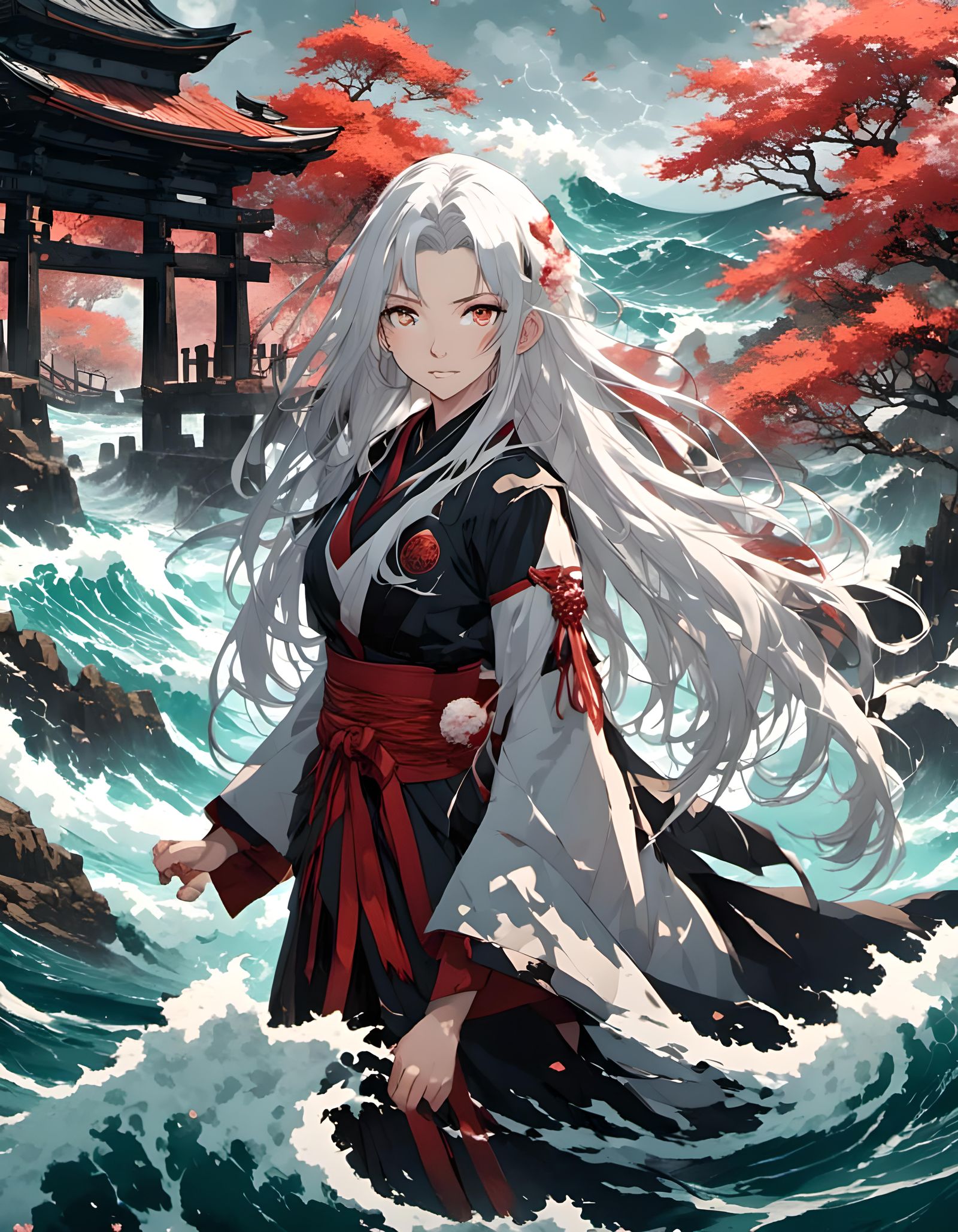 lora:Dark Theme Anime:1.0> <lora:Sorcerous:1.0> Beautiful face, 18-year-old,  leg close up, clear shining two color eyes, white hair, Very L... - AI  Generated Artwork - NightCafe Creator