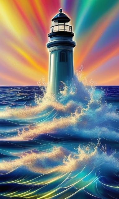 Futuristic Elysian Lighthouse: A Sci-Fi Seascape