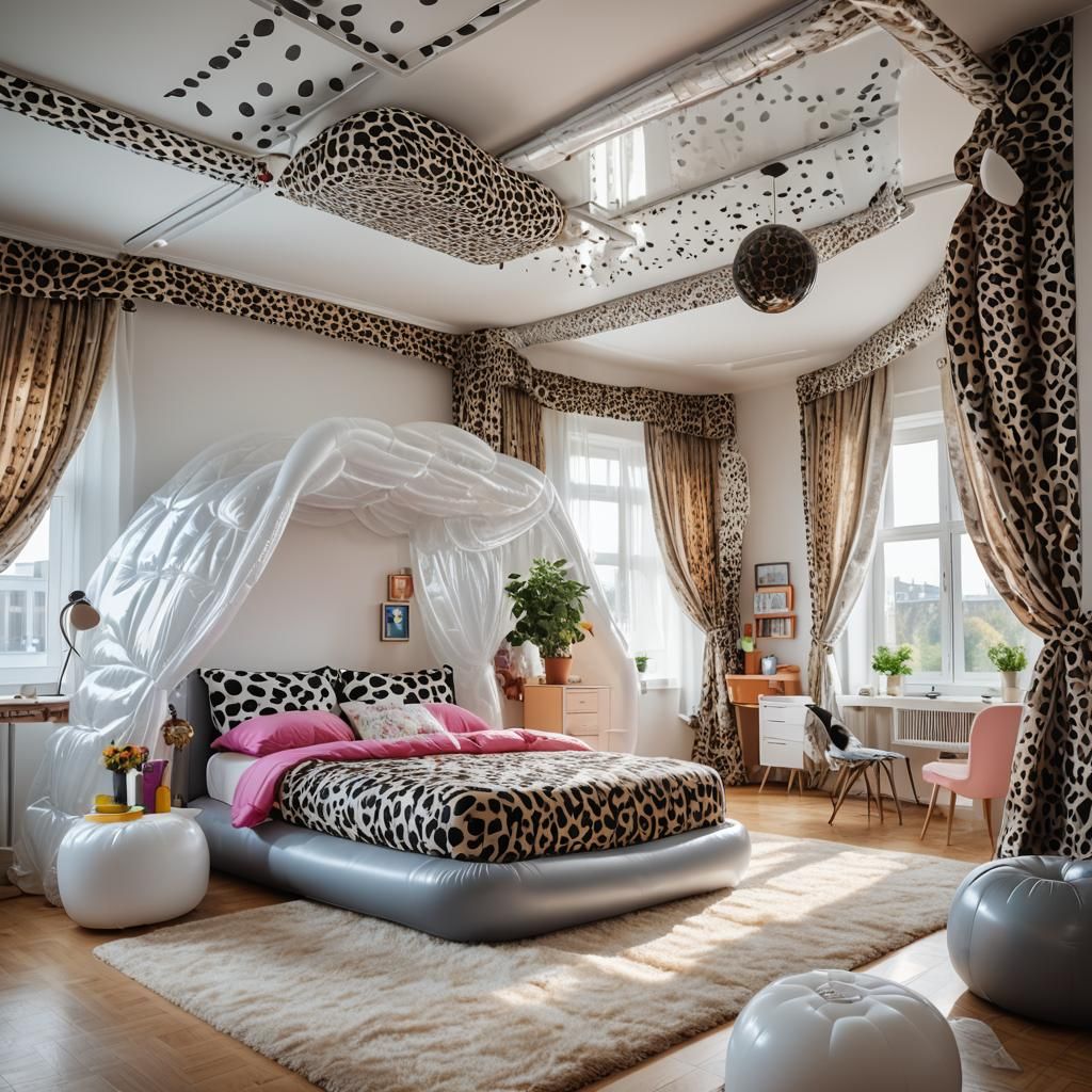 Luxury Bedroom with Inflatable 90s Furniture